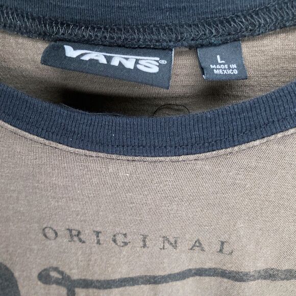 VANS Raglan Baseball Shirt Large Mens Long-Sleeve, Crew Neck, Brown & Dark Gray - Picture 6 of 6
